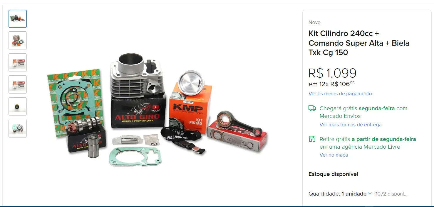 Motorcycle Performance Upgrade Kit - 240cc Cylinder & Competition Clutch for CG 150