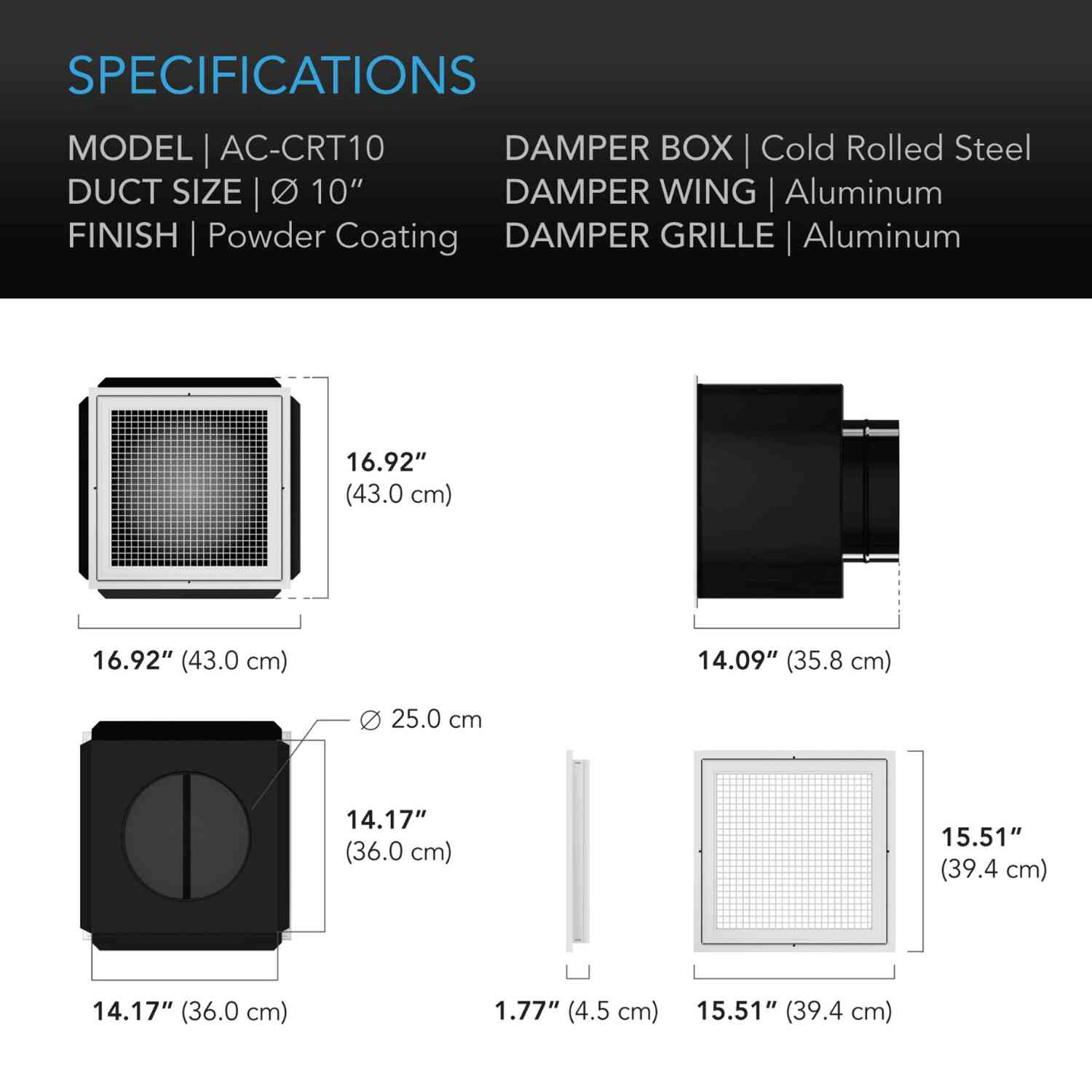 AC Infinity CLOUDWAY T10 Whole House EC Fan - 1200 CFM with Smart Temperature & Humidity Controller