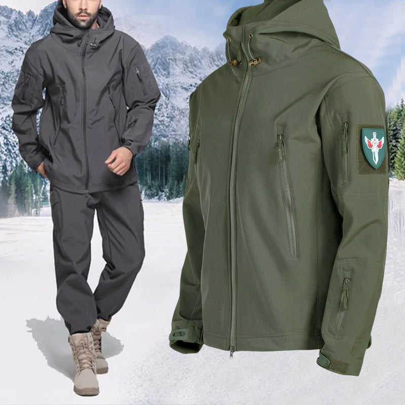 Men's Windproof Waterproof Jacket - Outdoor Winter Softshell with Fleece Lining