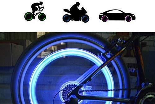 Gechiqno 4 Pair LED Wheel Lights - Car Bike Wheel Tire Tyre Valve Dust Cap, Safety, Waterproof, Motion Activated