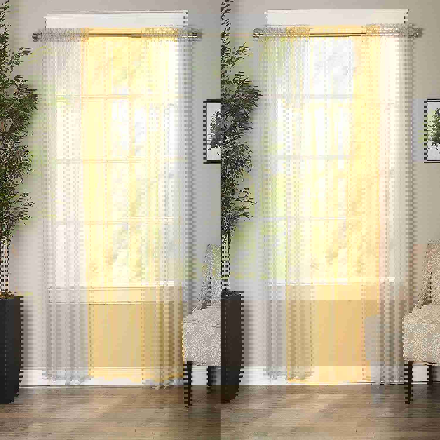 Luxury Sheer Curtains Set of 2 for Kitchen, Bedroom, and Living Room