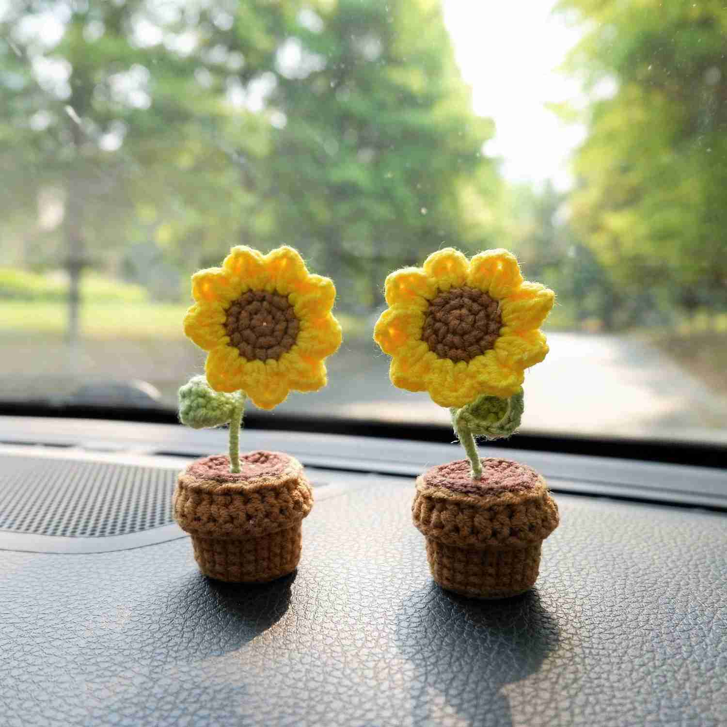 3pcs/2Pcs Mini Car Accessories - Mini Potted Sunflower/Daisy