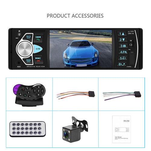 Podofo 4022D 1 Din 4.1 Inch Car Stereo with Bluetooth, FM, USB, Rearview Camera, and Steering Wheel Control