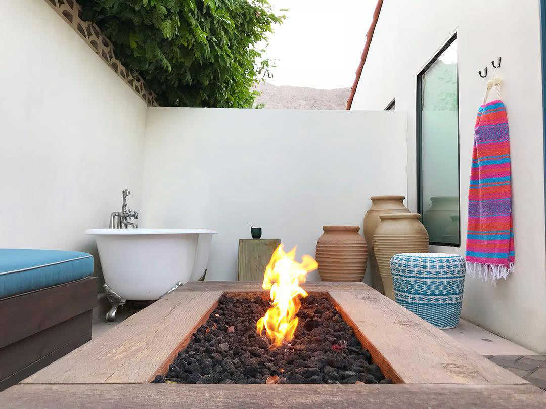 The Outdoor Plus Coronado Concrete Wood Grain Fire Pit 48 inches