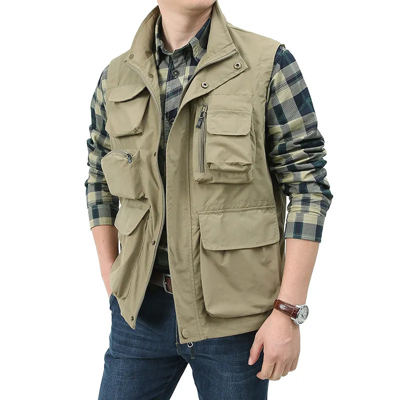 Summer Outdoor Photographer Waistcoat - Men's Tactical Vest with Multiple Pockets