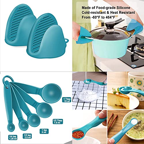 SZBOB Non-stick Silicone Cooking Utensils Set with Holder - 19PCS Kitchen Gadgets (Dark Blue)