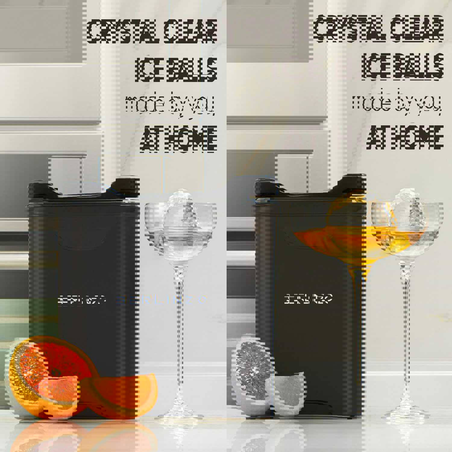 Berlinzo Premium Clear Ice Ball Maker [2024 Upgraded] - 2 Large 2.4-inch Crystal Clear Ice Balls for Whiskey Cocktail