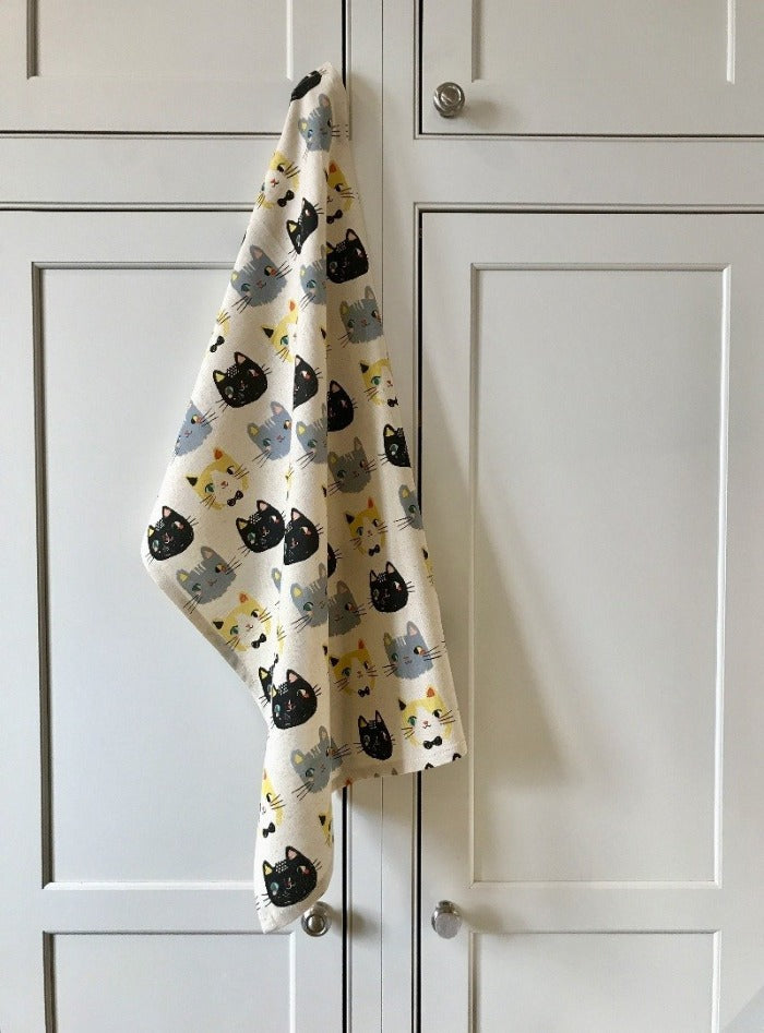 Colony Cats Kitchen Hand Towel - Colorful Cat Print Towel for Kitchen Decor