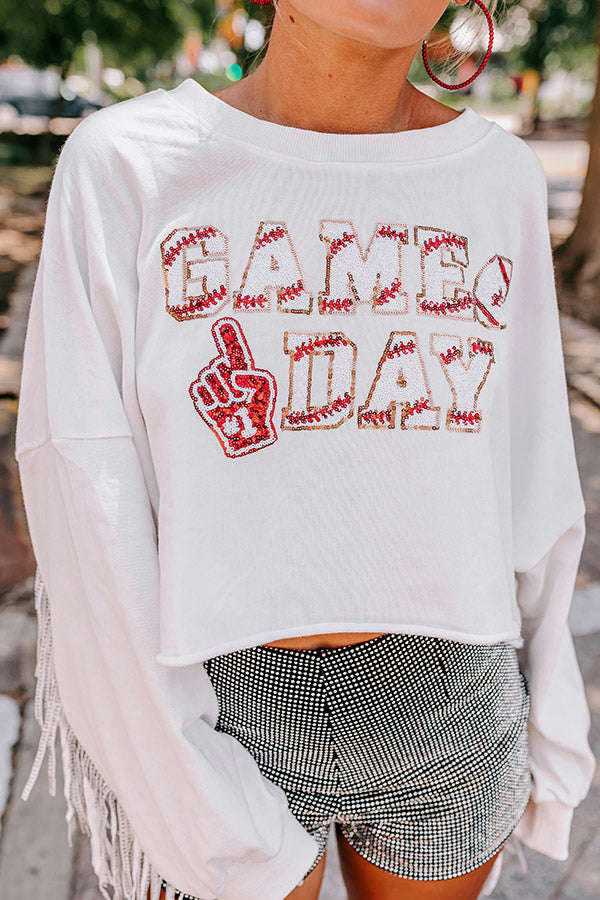 Game Day Sequin Crop Sweatshirt