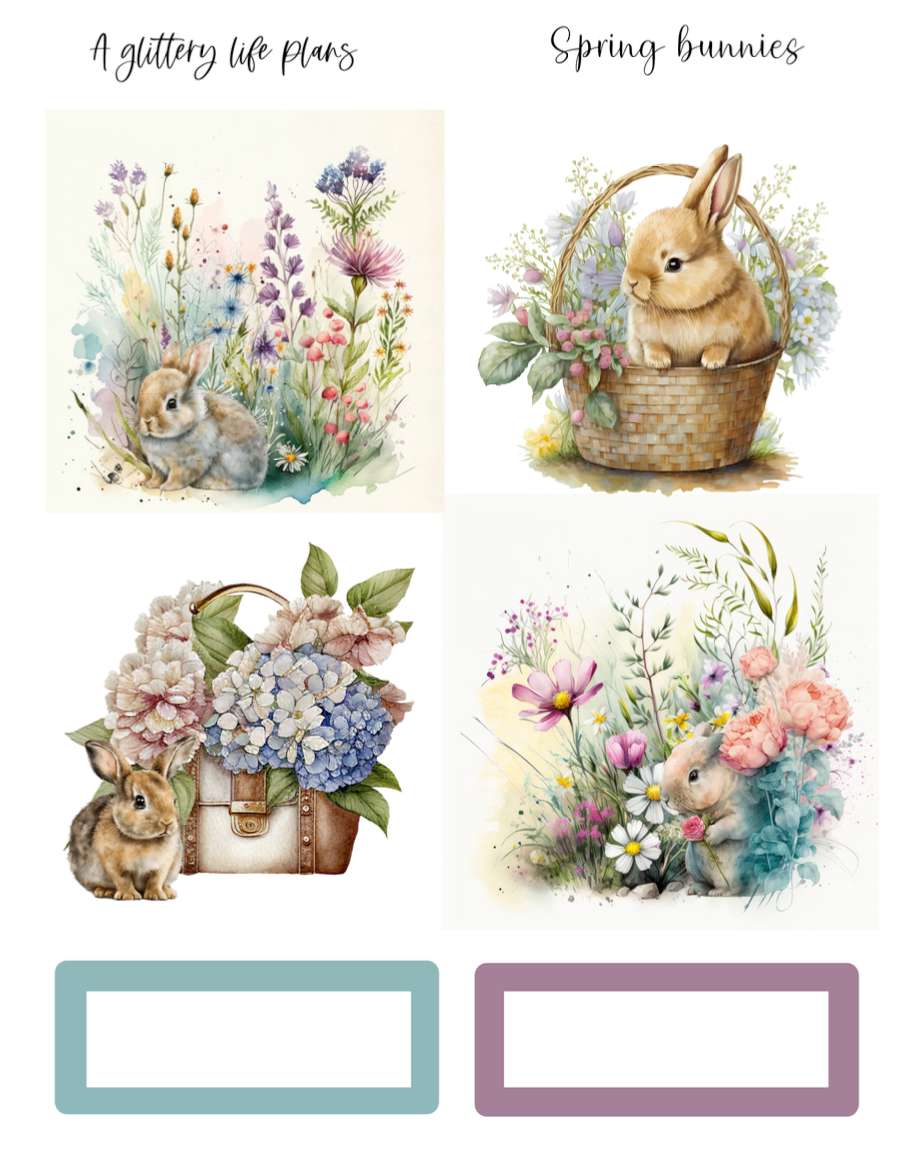 Spring Bunnies Mini Kit - Planner Stickers and Decorations