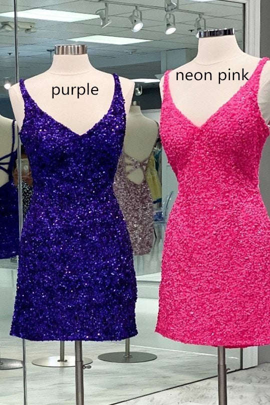 Custom Tight Wine Red Sequins Short Homecoming Dress Party Gown