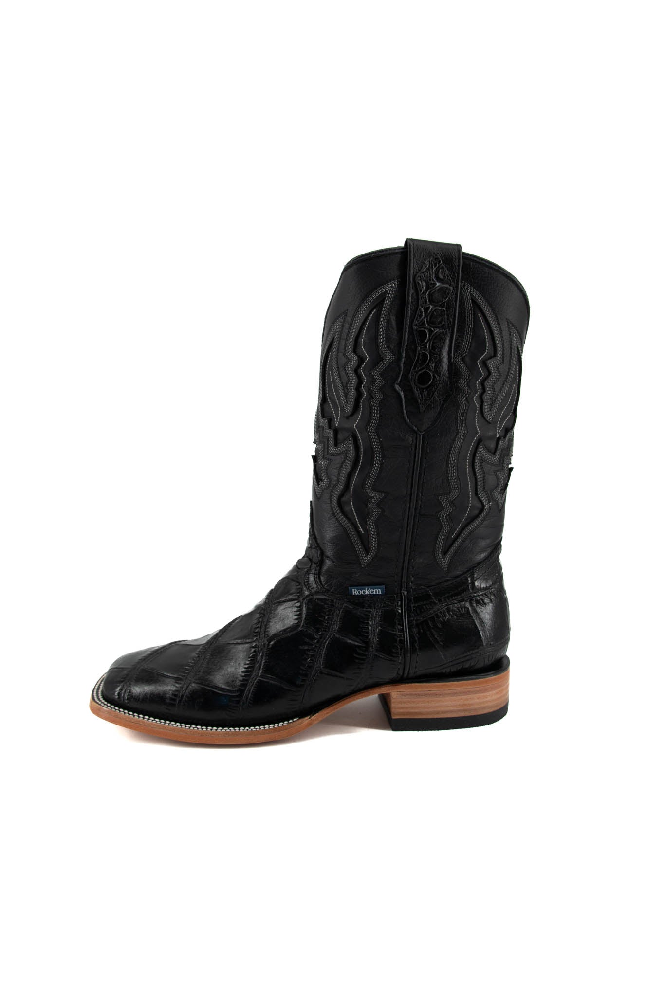 Imit Panza De Lagarto Cowboy Boot - Genuine Leather Square Toe