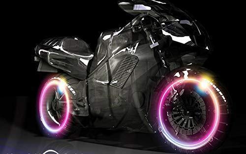 Gechiqno 4 Pair LED Wheel Lights - Car Bike Wheel Tire Tyre Valve Dust Cap, Safety, Waterproof, Motion Activated