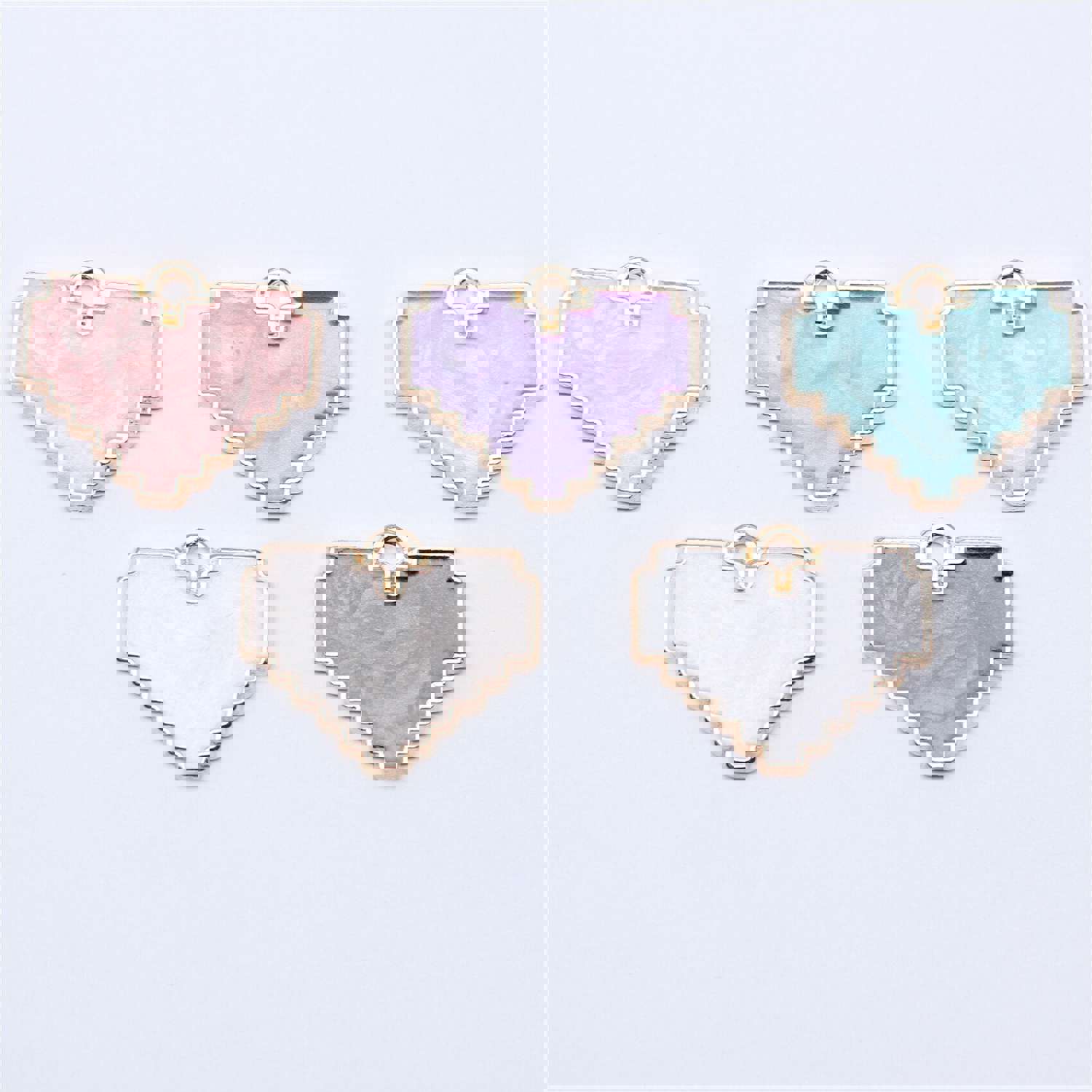 10pcs 15.5x18.6mm 5 Colors Enamel Mosaic Heart Charms Pendant for DIY Jewelry Making