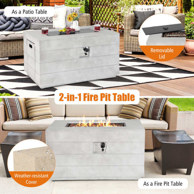 50000BTU Outdoor 40 Inch Round Propane Gas Fire Pit Table with Laval Rock and PVC Cover