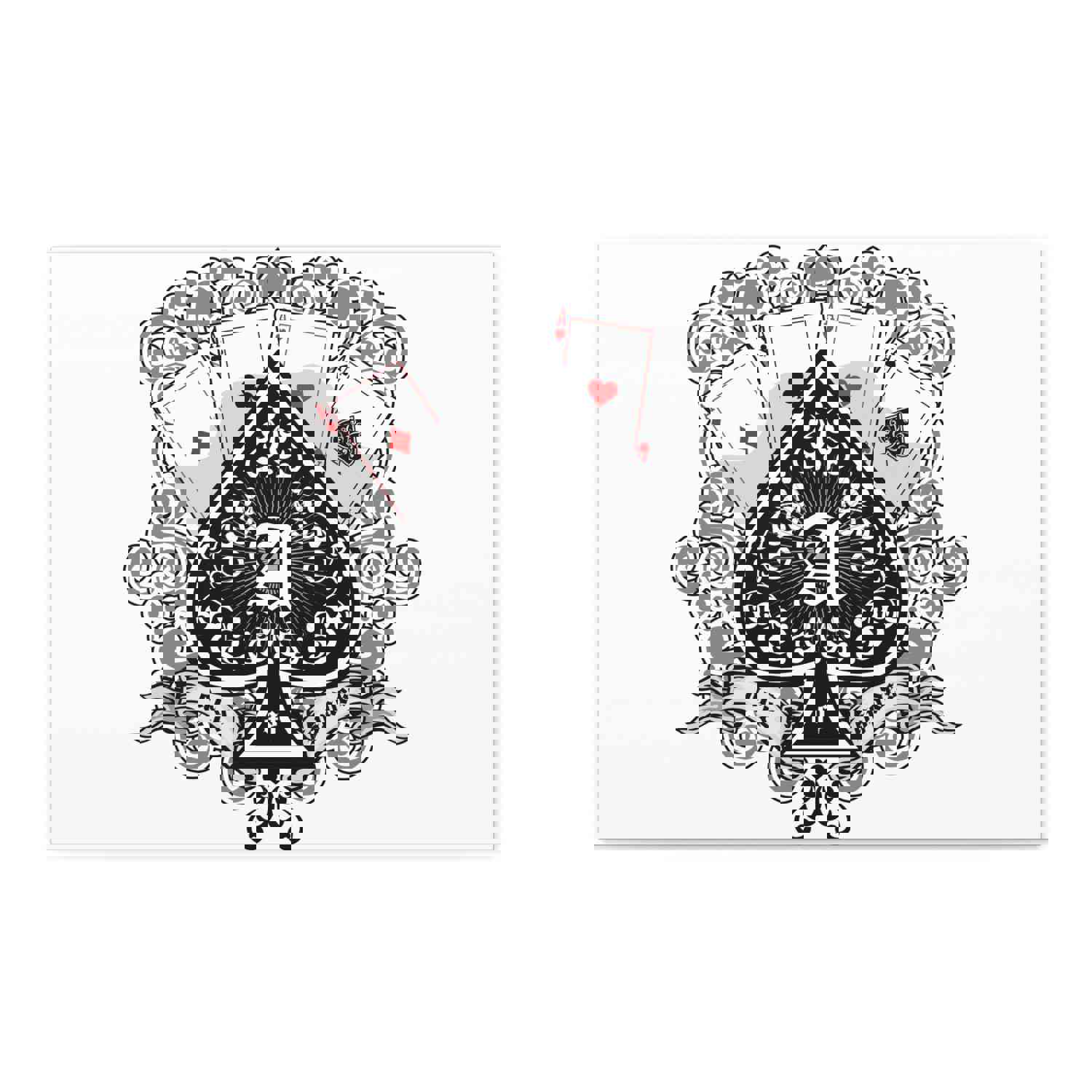 Gothic Coat Of Arms Ace Of Spades Playing Card Canvas Wall Art - Ready-to-Hang Home Decor