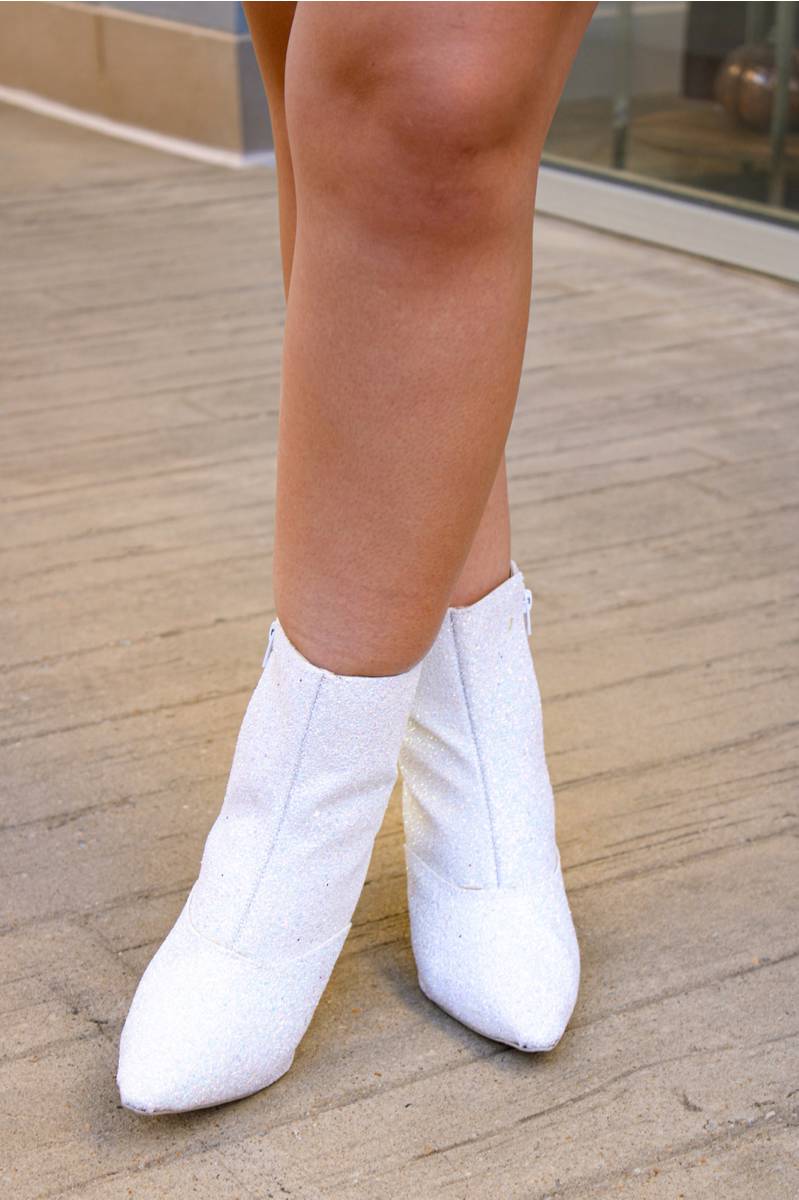 Sophia's Glitter Boot - Block Heel Pointed Toe Ankle Boot