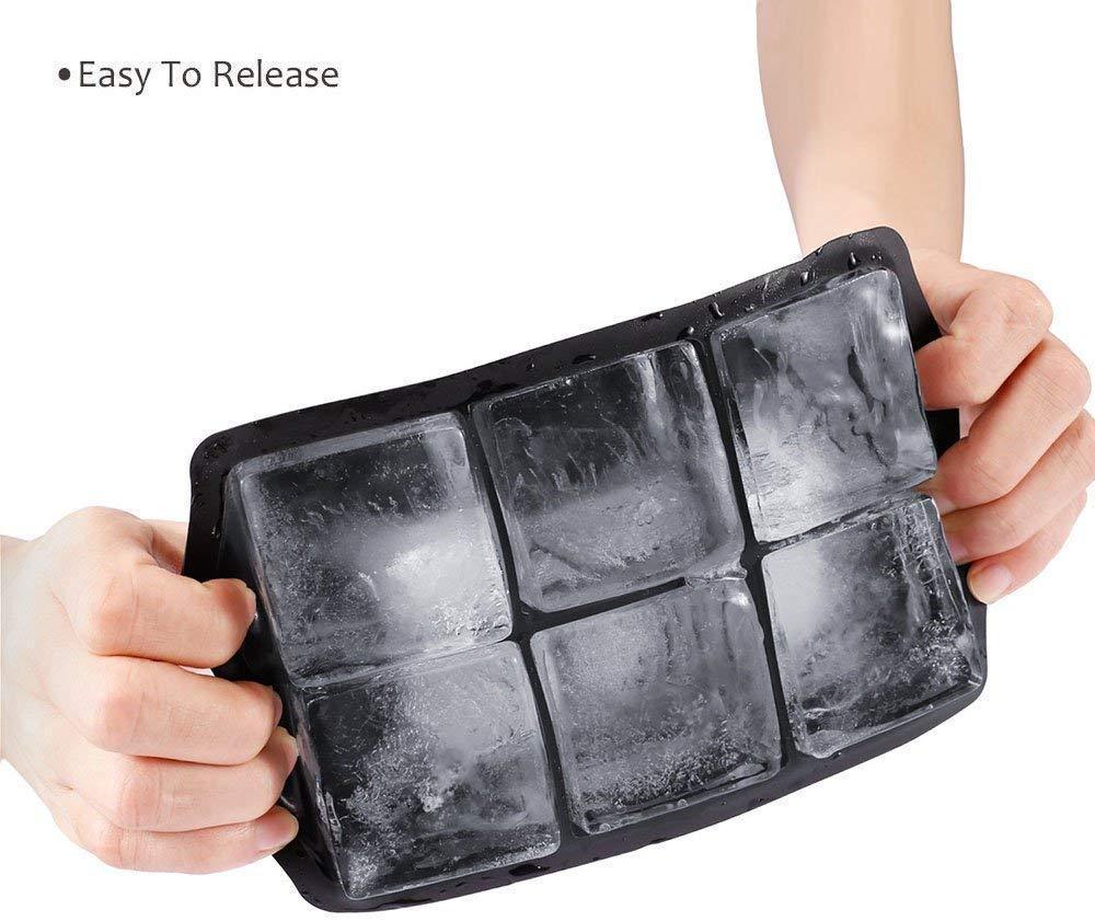 Large Ice Cube Trays Ice Ball Maker with Lids Combo (Set of 2), Silicone Sphere & Square Flexible Ice Cube Molds for Cocktails, Whiskey, Juice and Any Drinks - Reusable & BPA Free