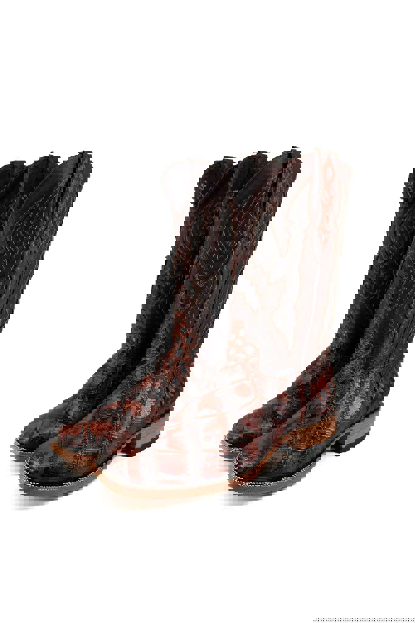 Imit Panza De Lagarto Cowboy Boot - Genuine Leather Square Toe