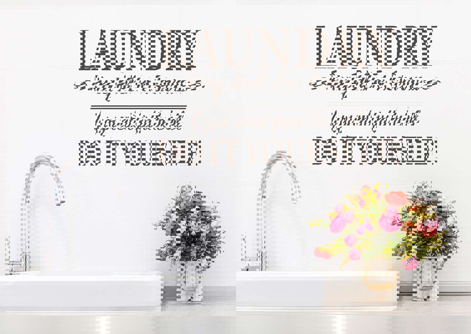 Laundry Ring Bell For Service - Vinyl Wall Decal