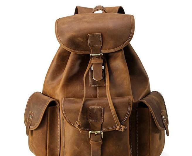 Cool Leather Men's Travel Backpack - Durable Waxed Canvas School Backpack