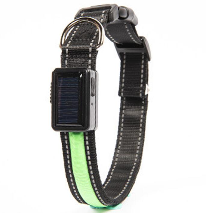 Solar Luminous Dog Collar - USB Charging Flash Pet Collar with Nylon Mesh