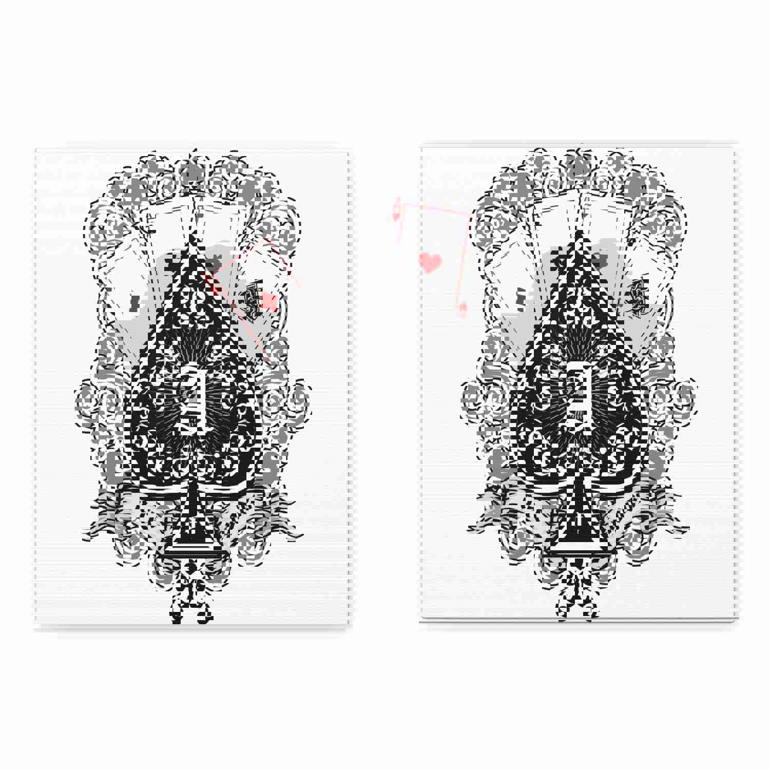 Gothic Coat Of Arms Ace Of Spades Playing Card Canvas Wall Art - Ready-to-Hang Home Decor