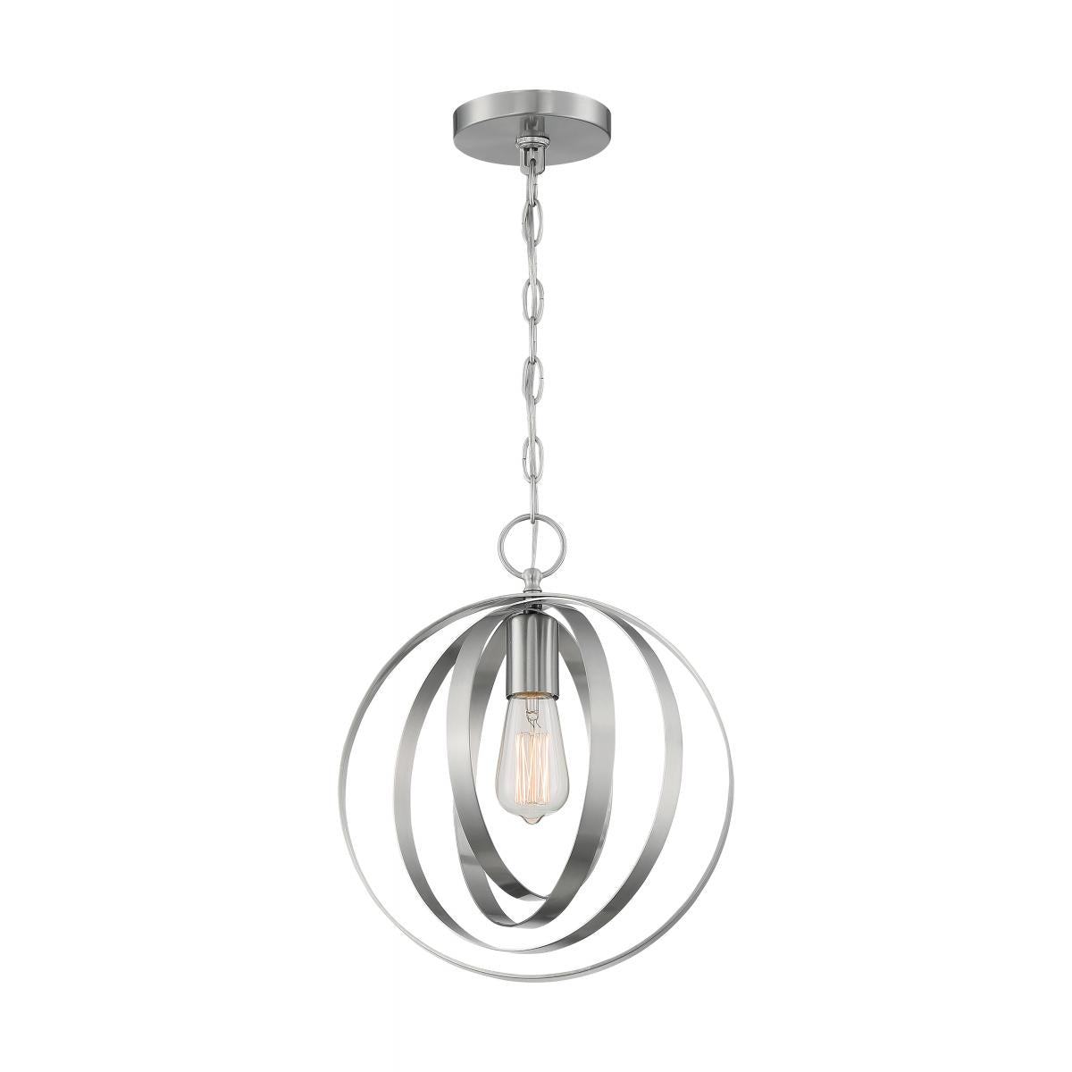 Pendleton Brushed Nickel 1-Light Pendant with Glam Style