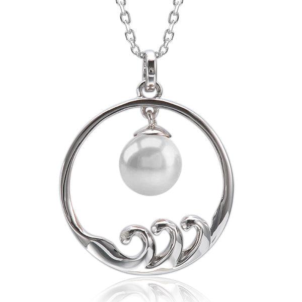 Pearl Ocean Tides Pendant - 925 Sterling Silver with Akoya, Freshwater, or Tahitian Pearl