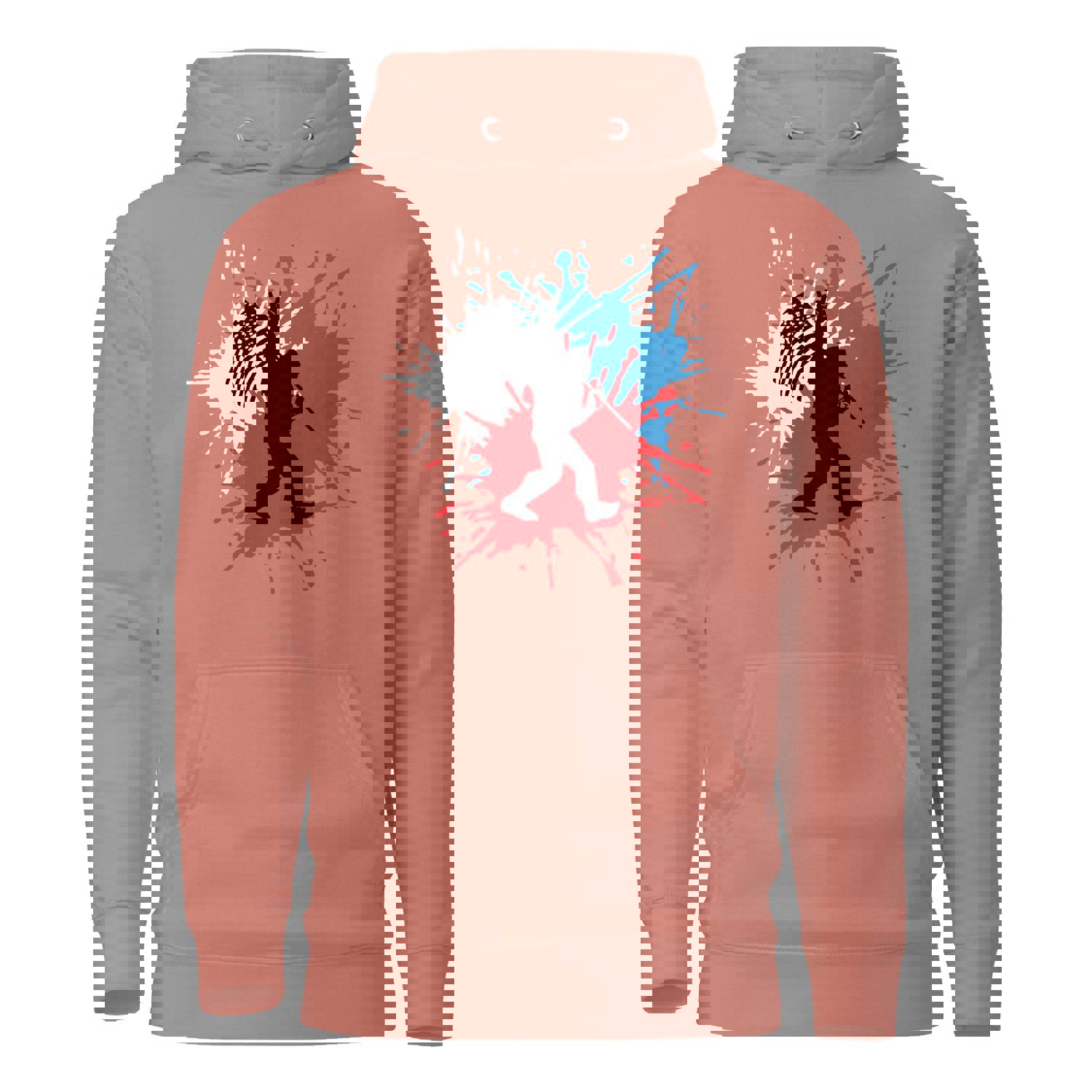 Bigfoot Sasquatch Red White and Blue American Flag Unisex Hoodie