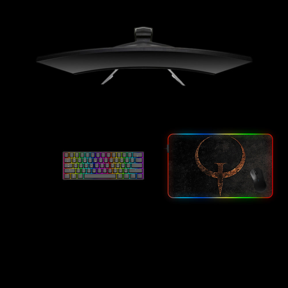 Quake Rusty Logo Design RGB Gaming Mouse Pad with LED Strip for Enhanced Gaming Experience