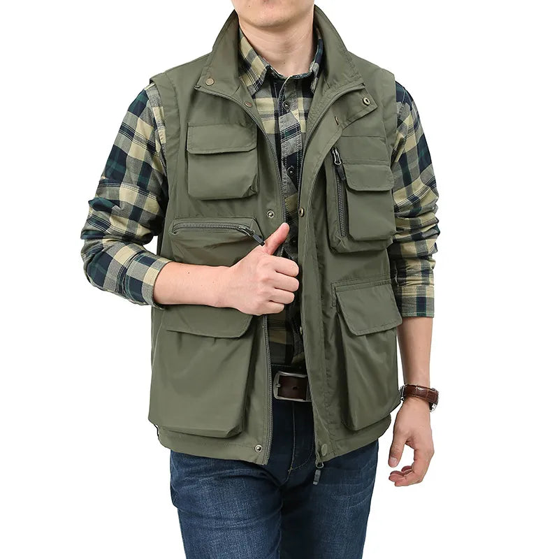 Summer Outdoor Photographer Waistcoat - Men's Tactical Vest with Multiple Pockets