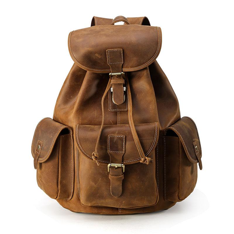 Cool Leather Men's Travel Backpack - Durable Waxed Canvas School Backpack