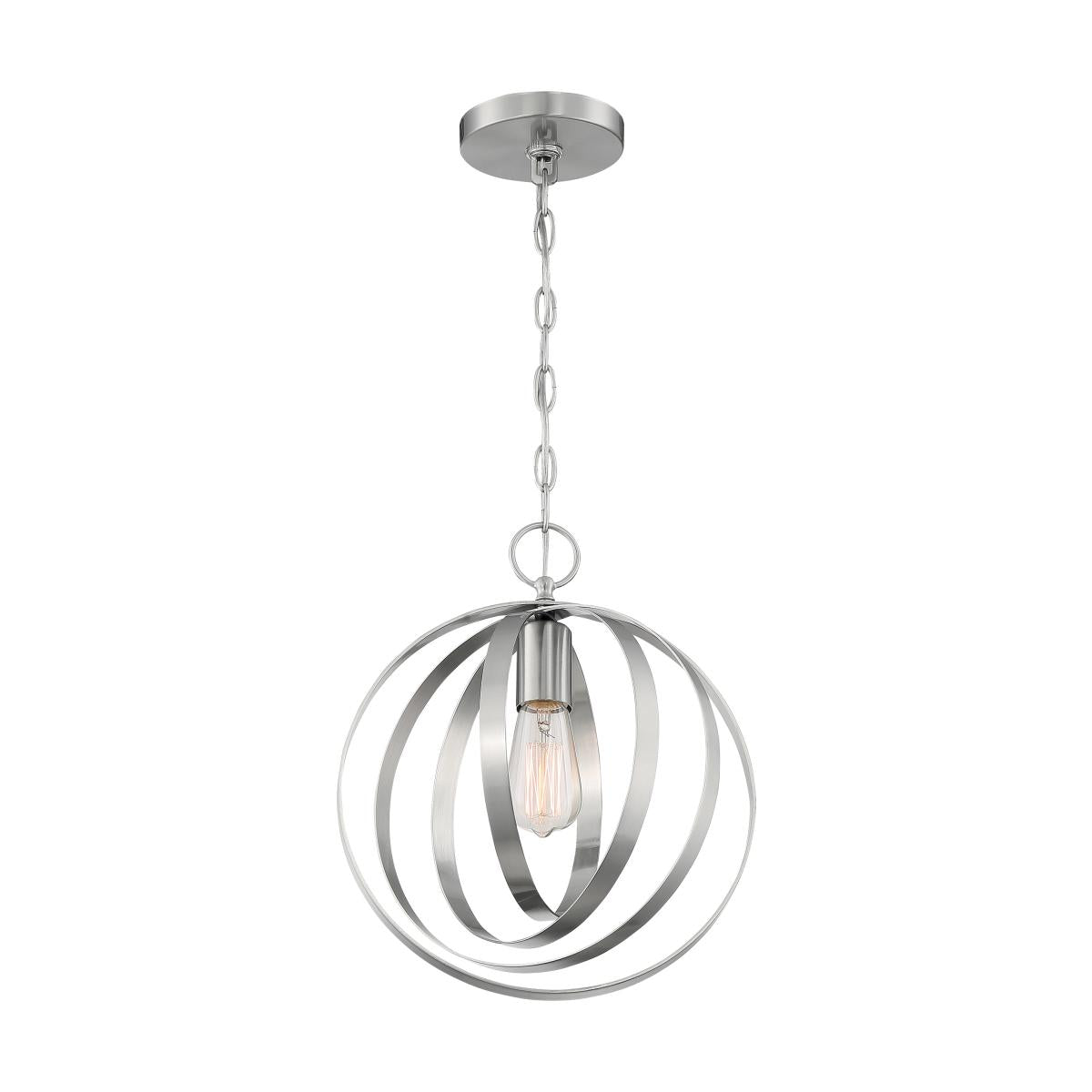 Pendleton Brushed Nickel 1-Light Pendant with Glam Style
