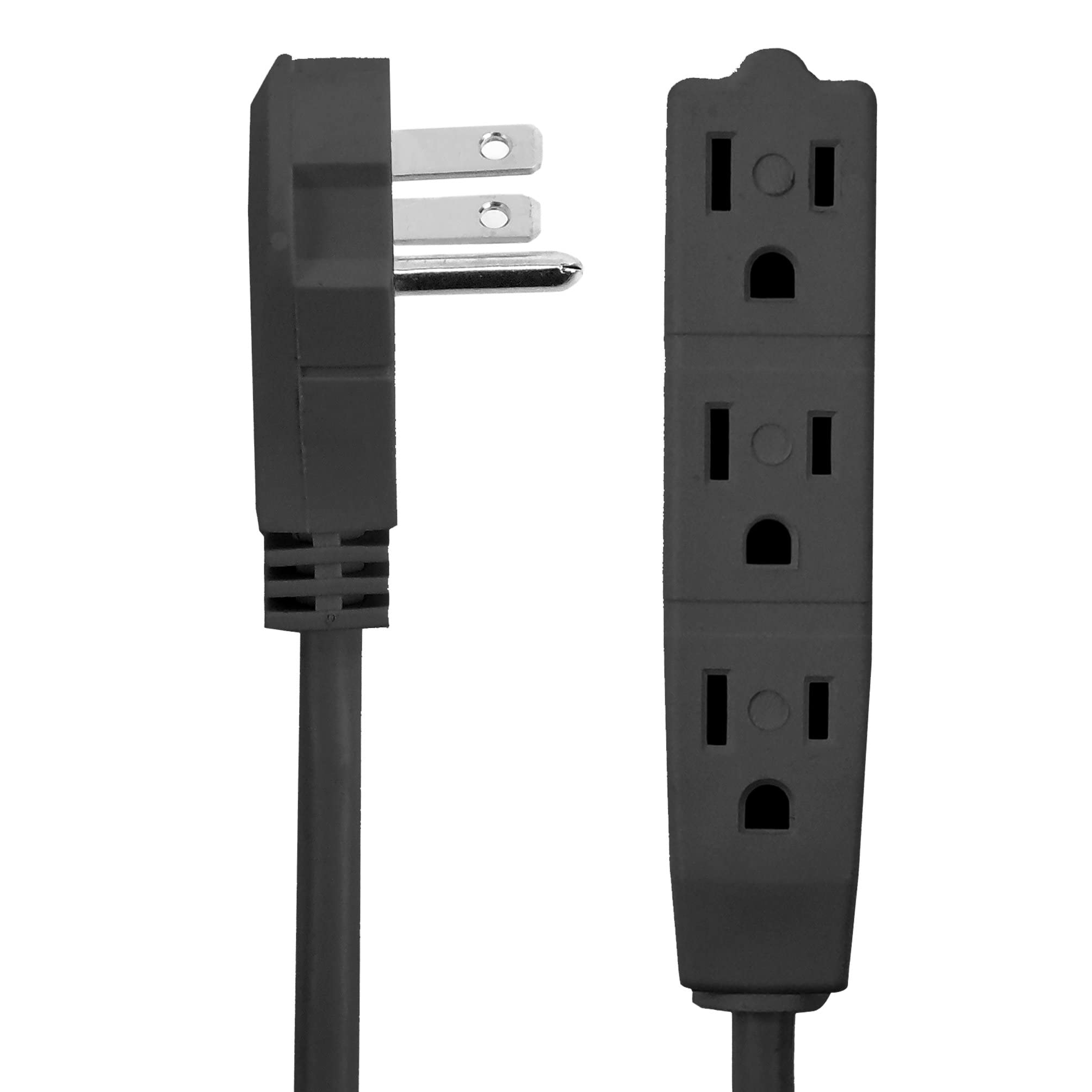 Bindmaster Flat Multiple Outlet Extension Cord 25 Ft - UL-Listed 3-Prong Multi Extension Wire