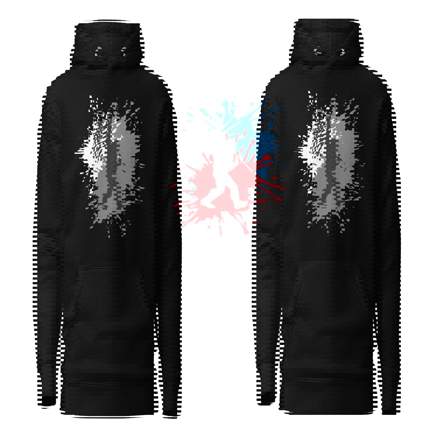 Bigfoot Sasquatch Red White and Blue American Flag Unisex Hoodie