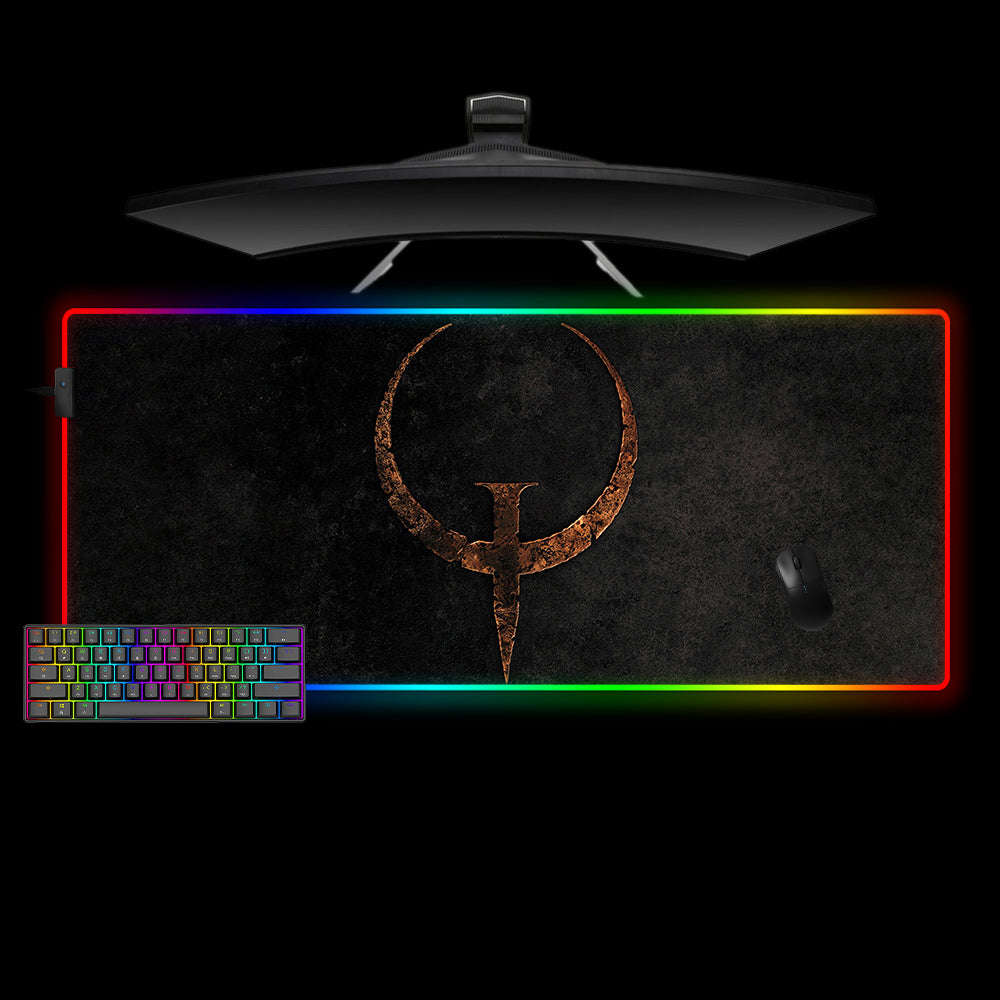 Quake Rusty Logo Design RGB Gaming Mouse Pad with LED Strip for Enhanced Gaming Experience