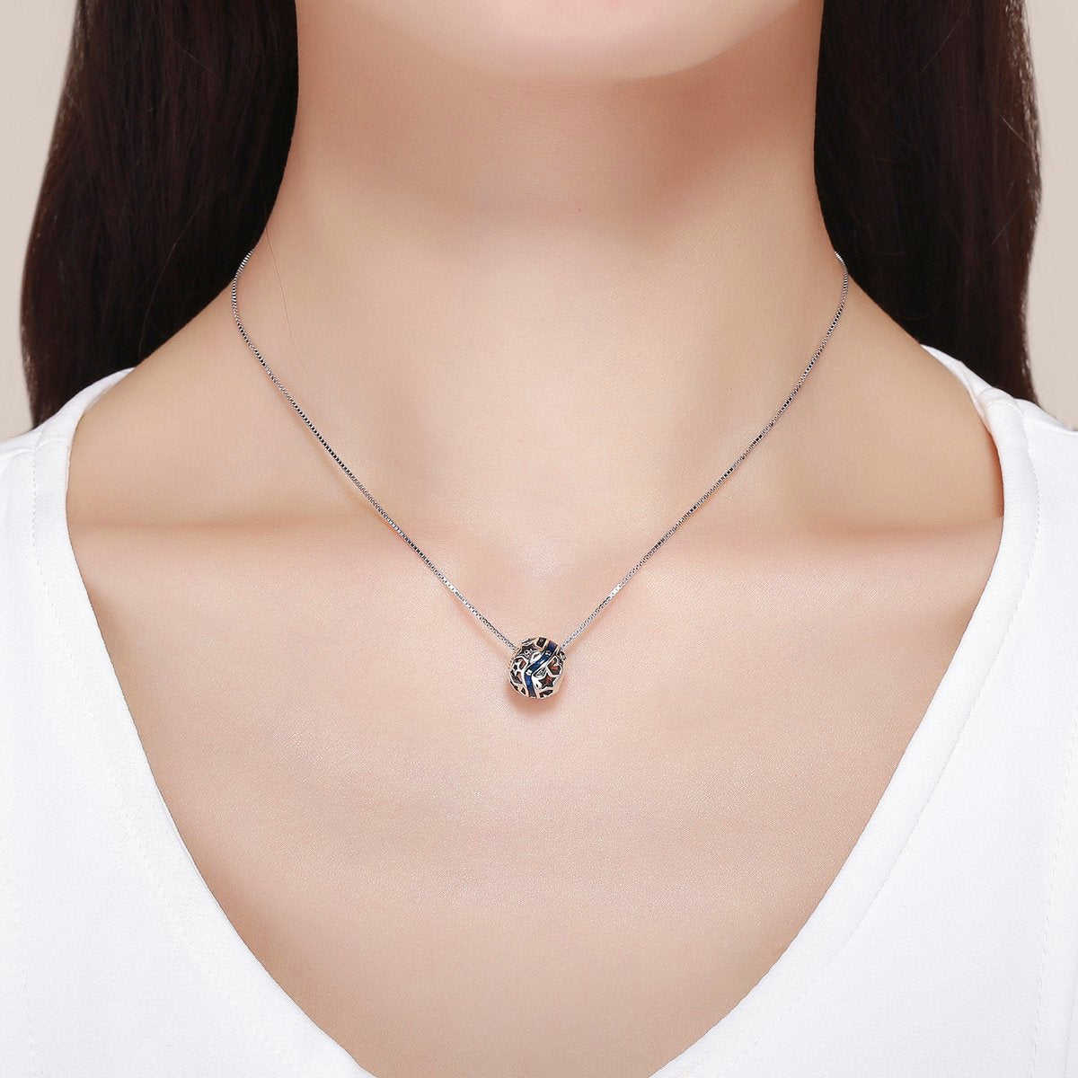 Sterling 925 Silver Blue Star Ball Pendant for Pandora & European Charm Bracelets