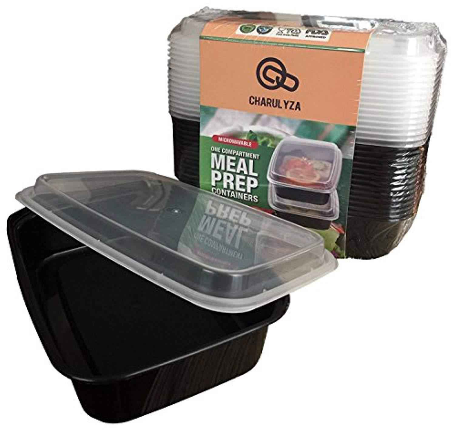 15-Pack 32 oz Premium Meal Prep Containers by Charulyza - BPA Free, Leak Resistant & Stackable