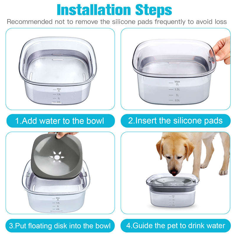 70oz Large Capacity Spill Proof Dog Water Bowl with Visible Water Level for Pets