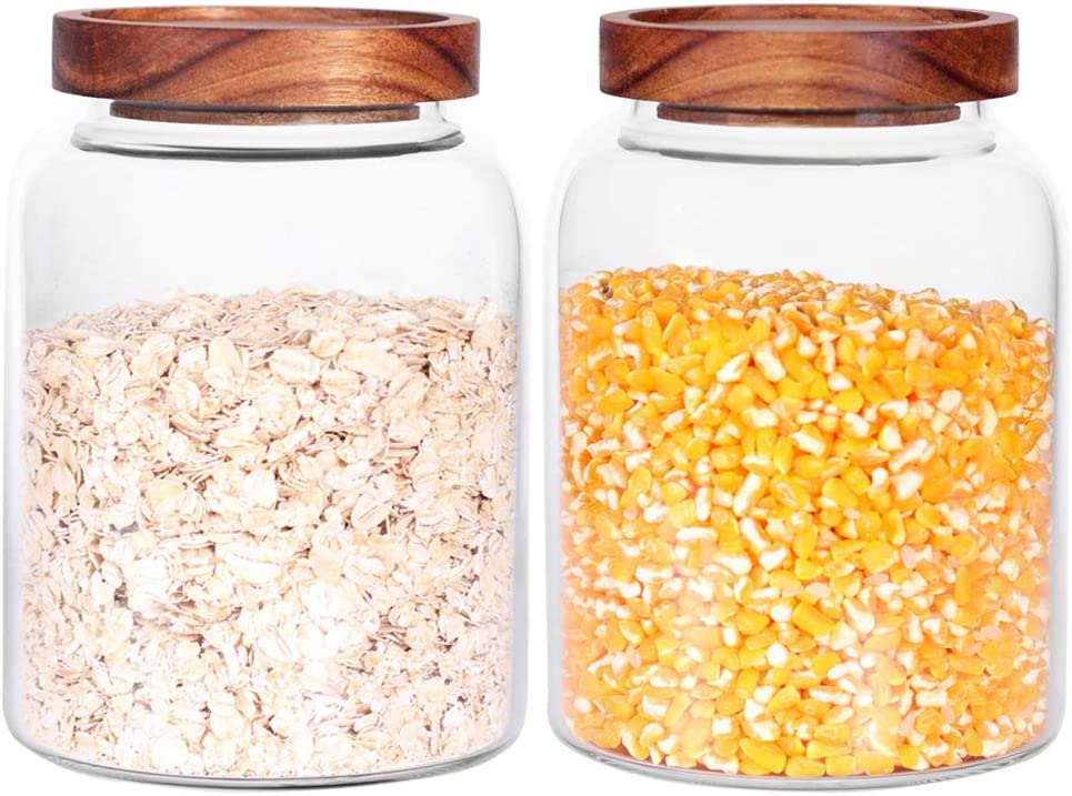 Hunnibi Glass Storage Jar with Airtight Lid for Tea, Coffee, Honey, and Spices