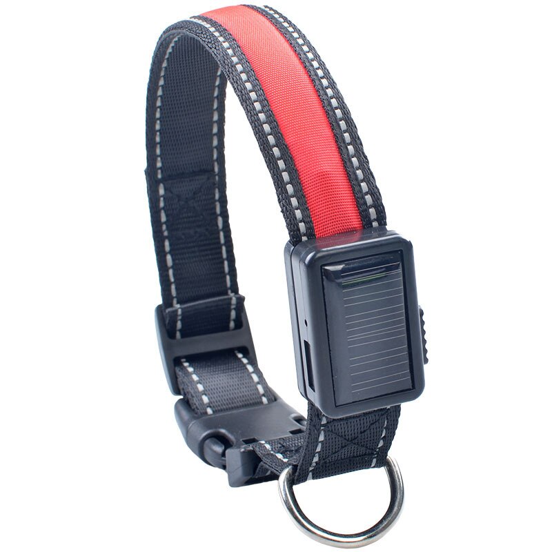 Solar Luminous Dog Collar - USB Charging Flash Pet Collar with Nylon Mesh
