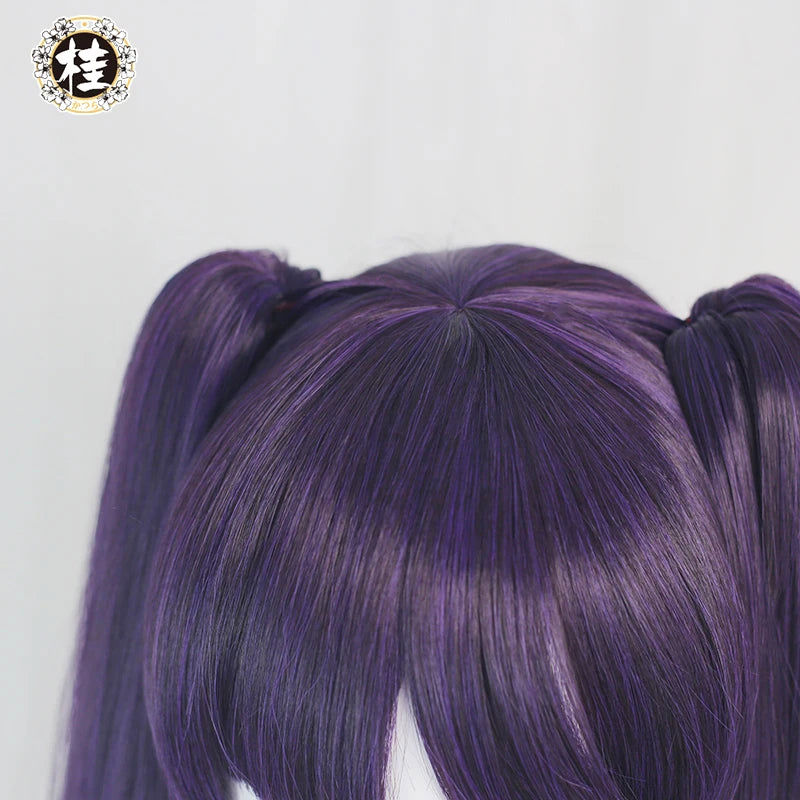 UWOWO Mona Megistus Cosplay Wig - Genshin Impact Astral Reflection 90cm Purple Twin Tail Wig