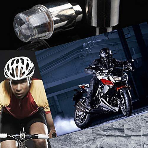 Gechiqno 4 Pair LED Wheel Lights - Car Bike Wheel Tire Tyre Valve Dust Cap, Safety, Waterproof, Motion Activated