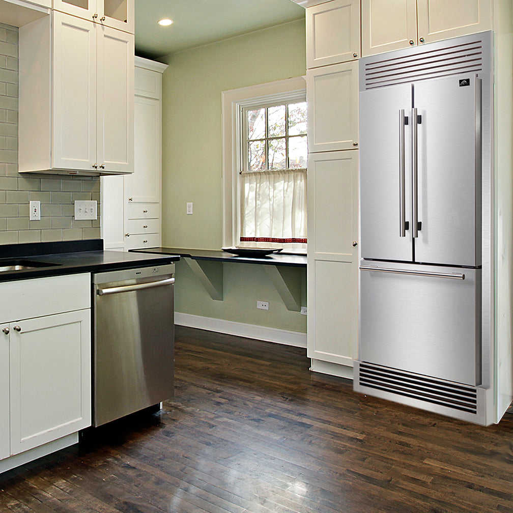 Forno 30 French Door Refrigerator with Ice Maker in Stainless Steel