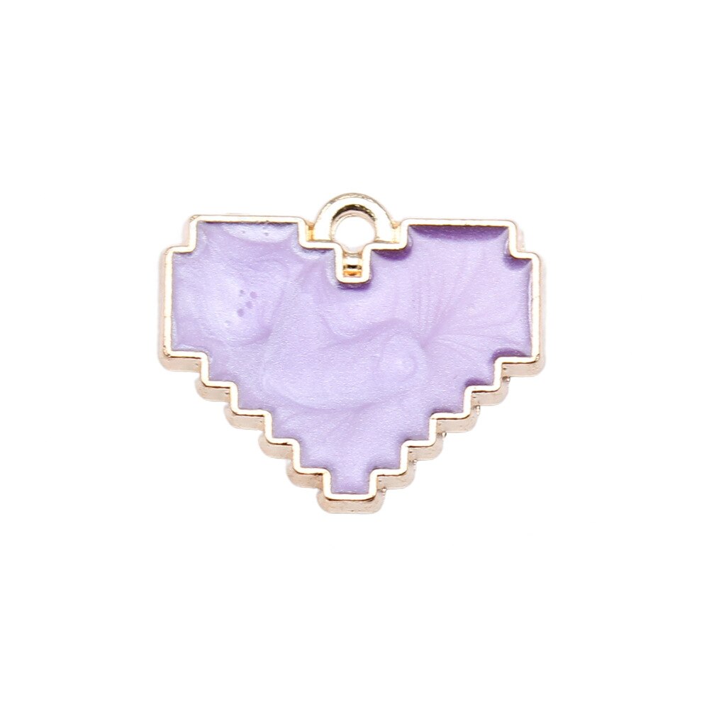 10pcs 15.5x18.6mm 5 Colors Enamel Mosaic Heart Charms Pendant for DIY Jewelry Making