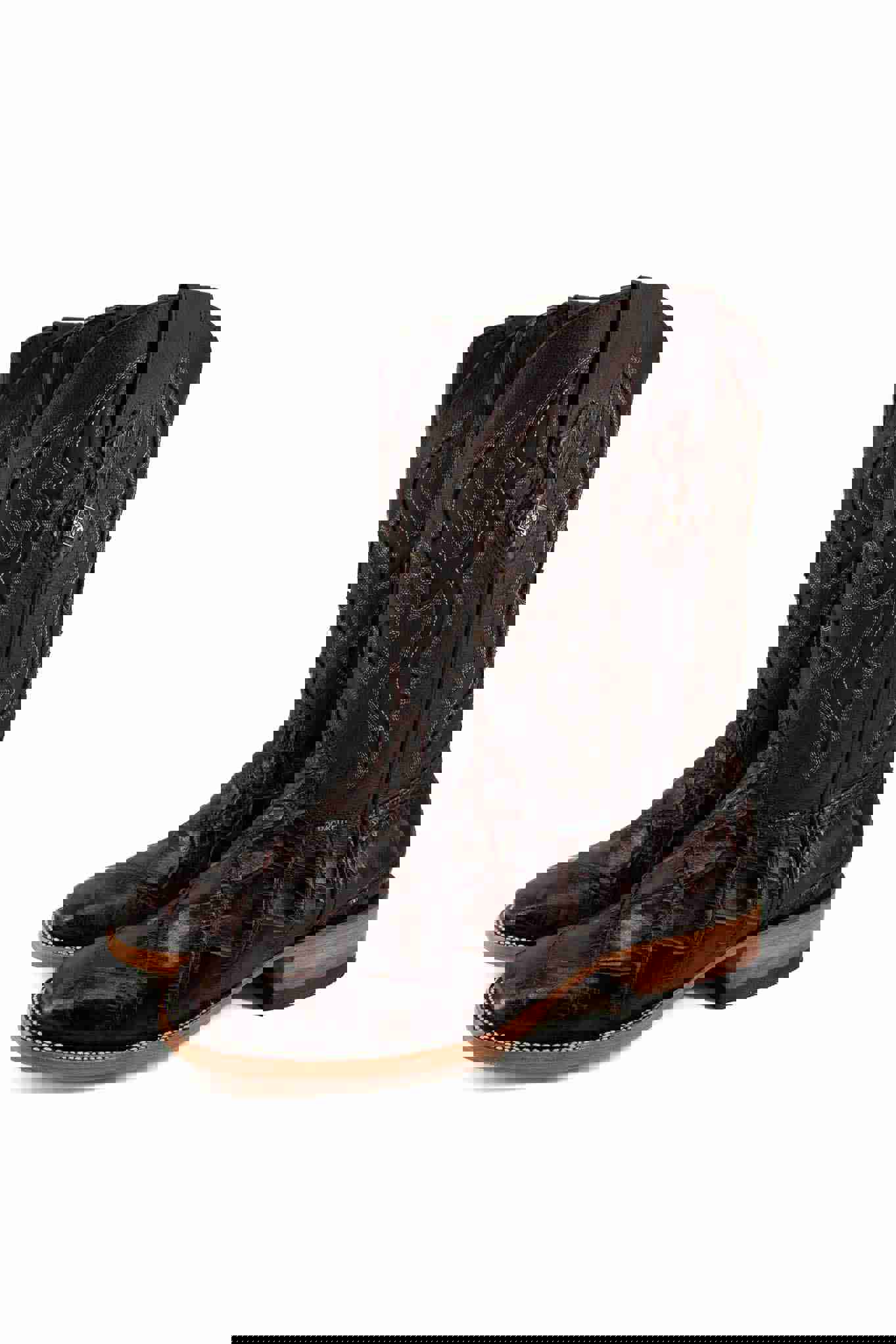 Imit Panza De Lagarto Cowboy Boot - Genuine Leather Square Toe