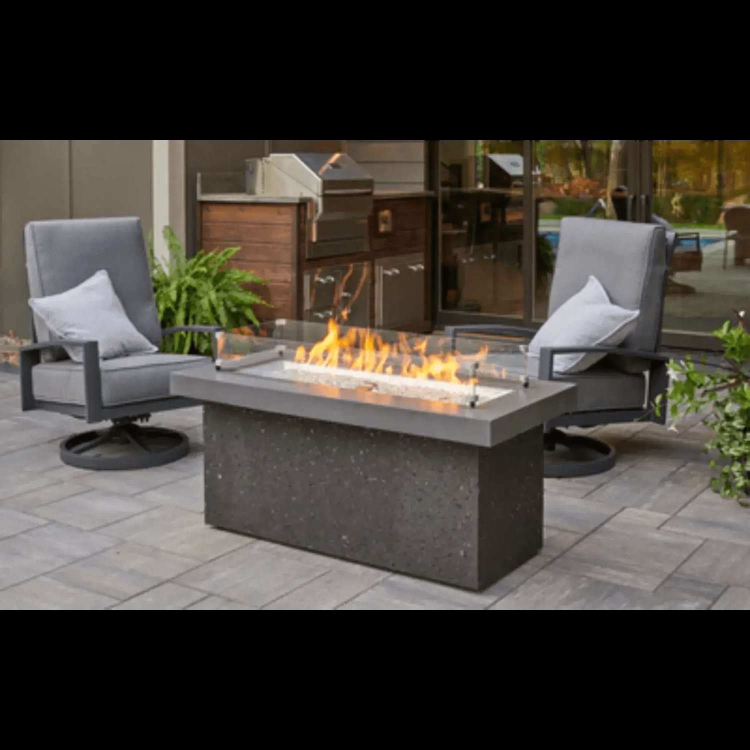 Key Largo Linear Gas Fire Pit Table - Outdoor Luxury and Warmth