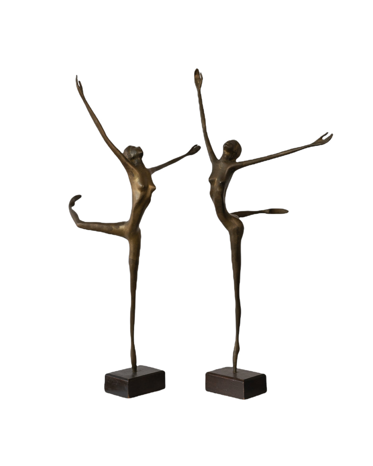 Vintage Brass Ballerina Ballet Dancer Figurine a Pair
