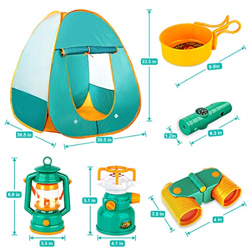 KAQINU 27 PCS Kids Camping Set with Pop Up Play Tent and Camping Gear Toys